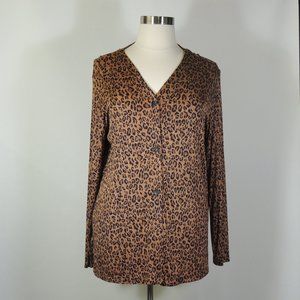Coldwater Creek Stretch/Knit Leopard Print Shirt